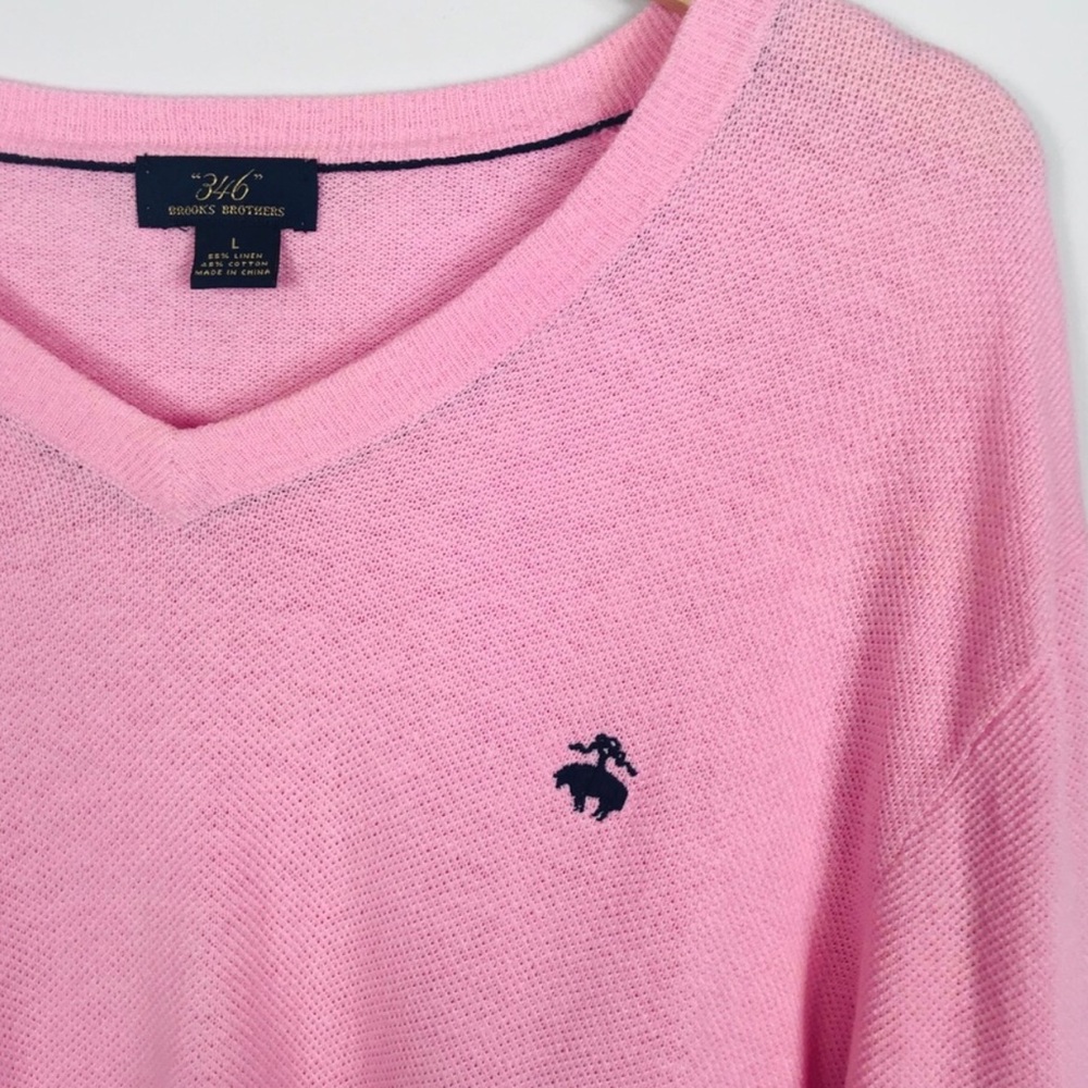 BROOKS BROTHERS / V NECK / LINEN / COTTON / LARGE